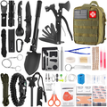 Emergency Survival Kit and First Aid Kit, 142Pcs Professional Survival Gear and Equipment with Molle Pouch, for Men Camping Outdoor Adventure Sporting Goods > Outdoor Recreation > Camping & Hiking > Camping Tools LUXMOM Green  