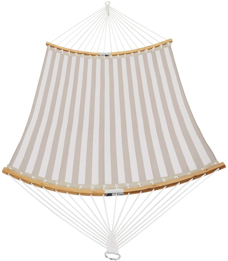 Patio Watcher 11 FT Quick Dry Hammock Folding Curved Bamboo Spreader Bar Portable Hammock for Camping Outdoor Patio Yard Beach, Water Resistance and UV Resistance Home & Garden > Lawn & Garden > Outdoor Living > Hammocks Patio Watcher Beige Stripes  