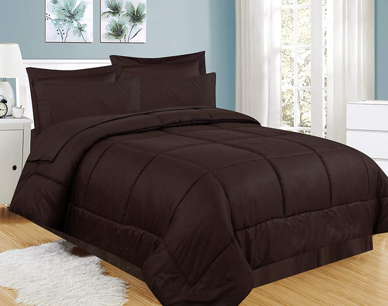 Sweet Home Collection 8 Piece Comforter Set Bag with Unique Design, Bed Sheets, 2 Pillowcases & 2 Shams Down Alternative All Season Warmth, Queen, Dobby Gray Home & Garden > Linens & Bedding > Bedding Sweet Home Collection Greek Key Chocolate King 