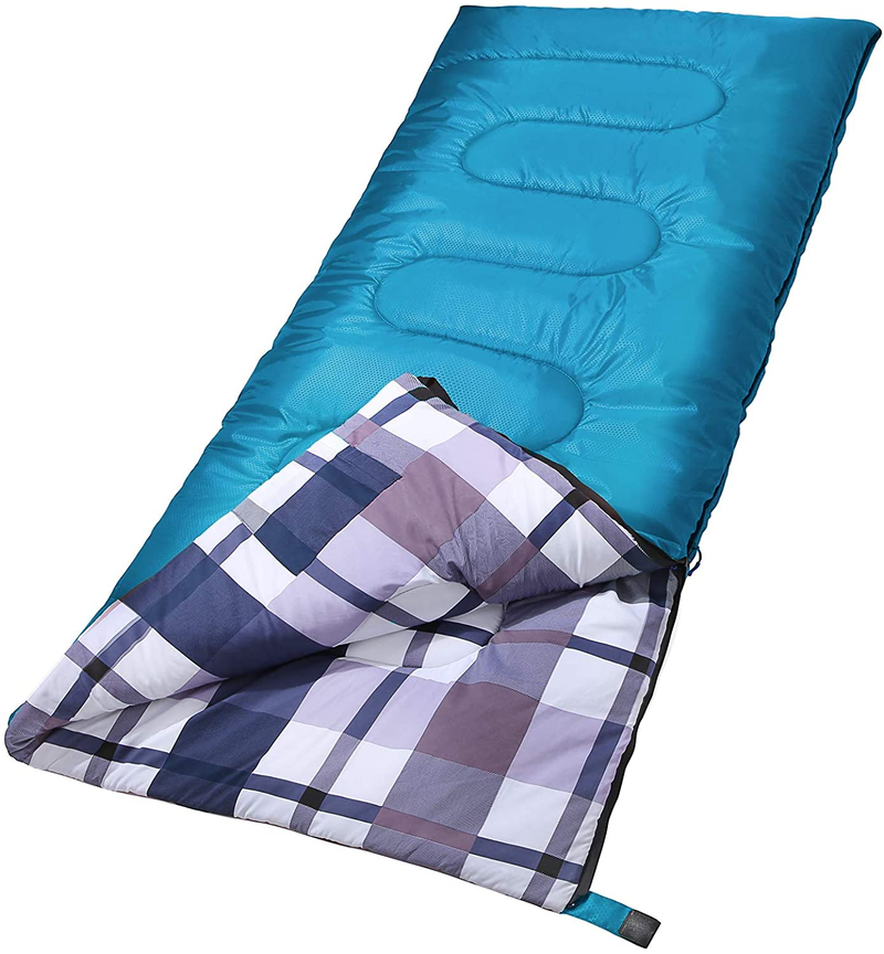 SONGMICS Sleeping Bag for Adults Boys and Girls, Washed Cotton Liner, Backpacking Hiking Camping, Warm and Cold Weather 3 Seasons, Ultralight Portable, Indoor and Outdoor, with Compression Sack Sporting Goods > Outdoor Recreation > Camping & Hiking > Sleeping Bags SONGMICS Blue  