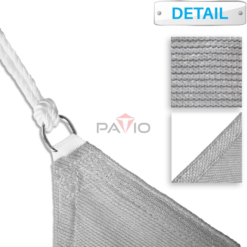 Patio Paradise 10' x 13' Light Grey Sun Shade Sail Rectangle Square Canopy - Permeable UV Block Fabric Durable Outdoor - Customized Available