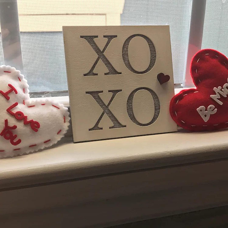 Qistubay Valentine‘S Day Decor - Valentines Day Gift - Be Mine Love , XXOO, Love, February 14 Wood Signs丨Hug & Kiss Mini Wreath - Farmhouse Rustic Tiered Tray Decor for Home Table Gift for She Home & Garden > Decor > Seasonal & Holiday Decorations Qistubay   