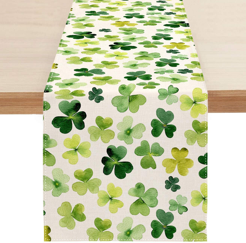 St. Patrick'S Day Table Runner, Spring Green Shamrock Table Runners for Kitchen Dining Coffee or Indoor and Outdoor Home Parties Decor 13 X 72 Inches