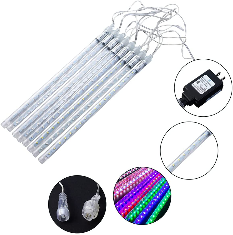 Joiedomi 2 Pack 288 LED Meteor Shower Rain Lights 8 Tubes 30Cm Multicolor for Halloween, Christmas, New Year, Wedding, Party, Holiday, Valentine'S Day, Thanksgiving Day, Outdoor Decoration