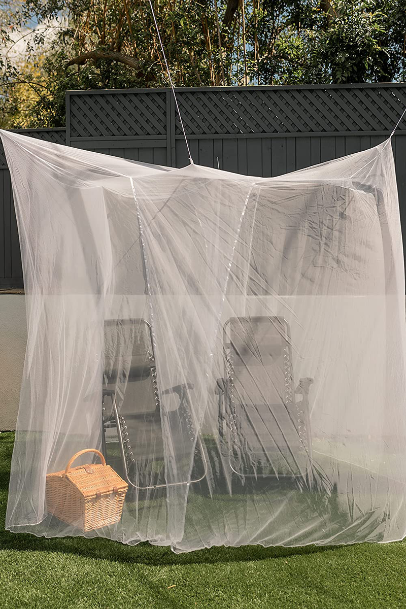 EVEN NATURALS Luxury Net for Bed Canopy, Large Tent, Double to Queen, Camping Screen House, Finest Holes Mesh 300, Square Netting Curtain, 2 Entries, Easy to Install, Hanging Kit, Storage Bag