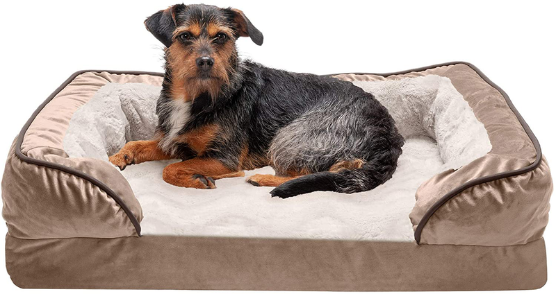 Furhaven Orthopedic, Cooling Gel, and Memory Foam Pet Beds for Small, Medium, and Large Dogs and Cats - Luxe Perfect Comfort Sofa Dog Bed, Performance Linen Sofa Dog Bed, and More Animals & Pet Supplies > Pet Supplies > Dog Supplies > Dog Beds Furhaven Velvet Waves Brownstone Sofa Bed (Memory Foam) Medium (Pack of 1)