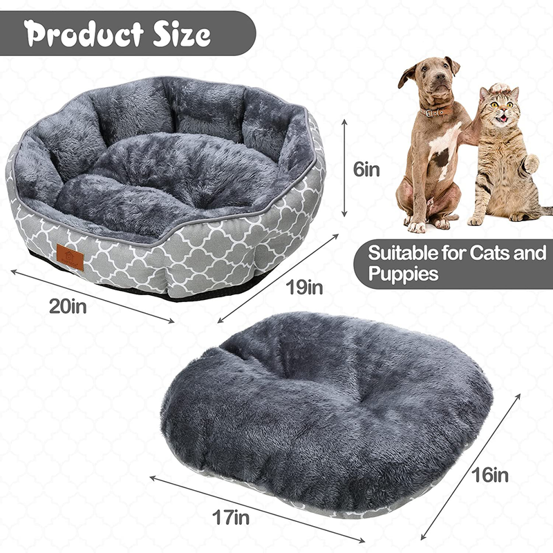 PUPTECK Self Warming Cat Bed, Non-Slip Soft Plush Pet round Donut Cushion with Warm Pads, Thermal Pad Mat for Cats Puppies Small Dogs Cold Days Sleeping Animals & Pet Supplies > Pet Supplies > Cat Supplies > Cat Beds PUPTECK   
