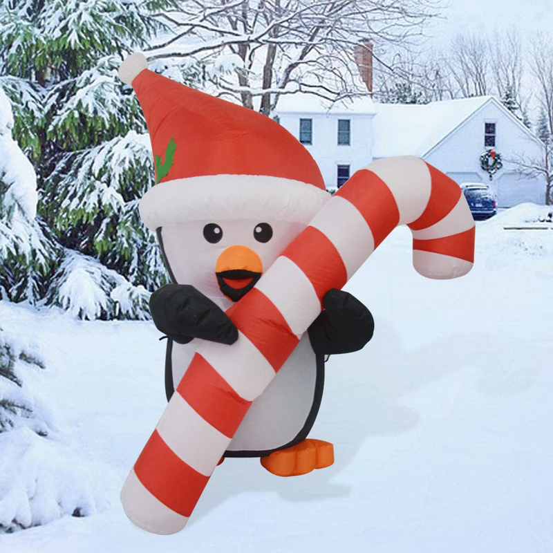 GOOSH 5 FT Height Christmas Inflatables Outdoor Penguin with Cane, Blow Up Yard Decoration Clearance with LED Lights Built-in for Holiday/Christmas/Party/Yard/Garden Home & Garden > Decor > Seasonal & Holiday Decorations& Garden > Decor > Seasonal & Holiday Decorations GOOSH   
