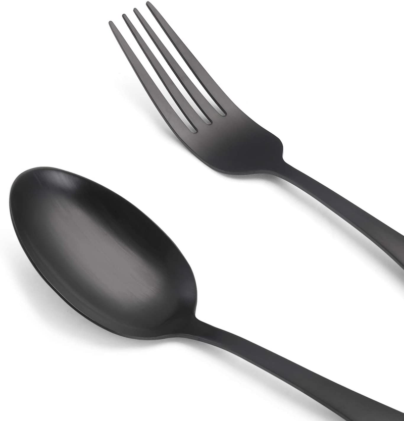 Matte Black Silverware Set, Satin Finish 20-Piece Stainless Steel Flatware set, Tableware Cutlery Set Service for 4, Utensils for Kitchens, Dishwasher Safe