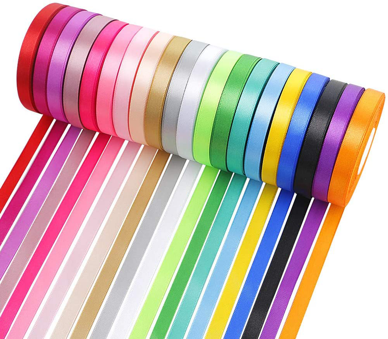 Satin Ribbon for Gift Wrapping 2/5 Inch Wide 20 Colors 600 Yards Making Crafts Sewing Party Wedding Decoration Arts & Entertainment > Hobbies & Creative Arts > Arts & Crafts > Art & Crafting Materials > Embellishments & Trims > Ribbons & Trim KOL DEALS multicolored 2/5" X 600 Yards 