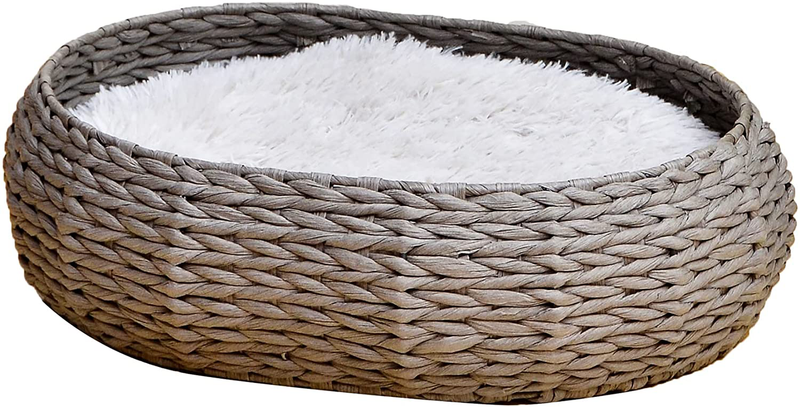 Petpals Hand Made Paper Rope round Bed for Cat/Dog/Pet Sleep with Pillow, Natural Animals & Pet Supplies > Pet Supplies > Cat Supplies > Cat Beds PetPals Oval  