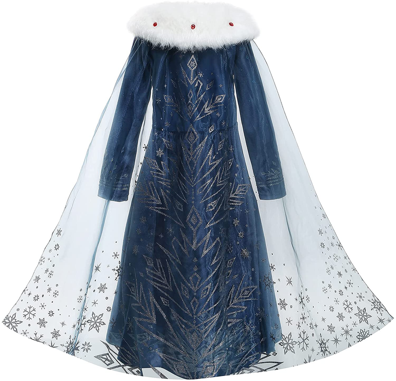 Snow Princess Costume for Girls Winter Costume for Toddlers Dress Up Halloween Birthday Cosplay Cape with Accessories Apparel & Accessories > Costumes & Accessories > Costumes Chektin   