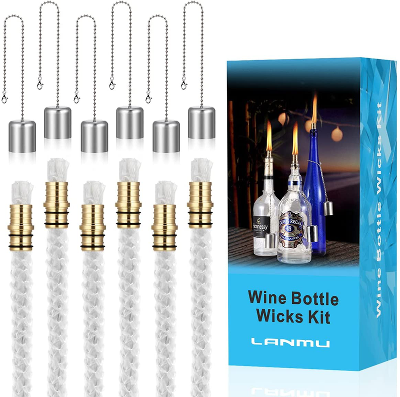 LANMU Wine Bottle Torch Wicks, Outdoor Patio Backyard Torches Lights, Oil Lamps Replacement Wick Hardware Kit, DIY Homemade Torch Decor (3 Pack) Home & Garden > Lighting Accessories > Oil Lamp Fuel LANMU 6 Pack  