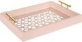 Kate and Laurel Caspen Rectangle Cut Out Pattern Decorative Tray with Gold Metal Handles, 16.5" x 12.25", Black and Gold