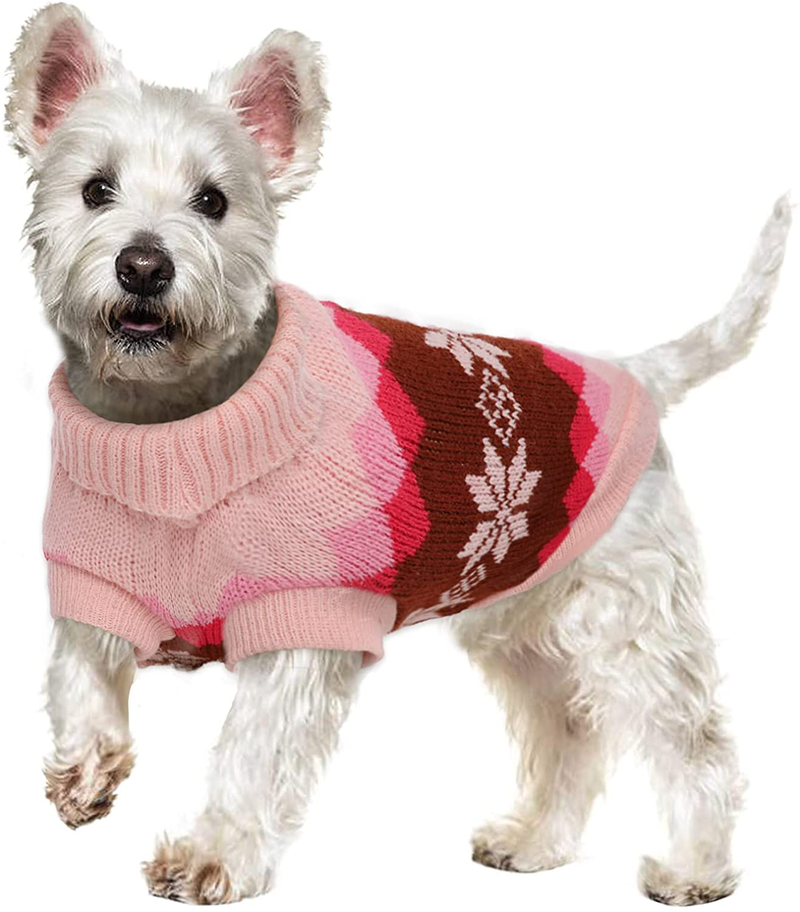 Nanaki Cozy Pet Dog Sweater Soft Knitwear, Retro Thickening Warm Turtleneck Dog Cat Winter Clothes Knitted Dog Pullover, Pet Sweater Shirt Vest Coat for Small Pup Dog Cat Apparel Christmas Halloween Animals & Pet Supplies > Pet Supplies > Cat Supplies > Cat Apparel Nanaki Warm pink Small 