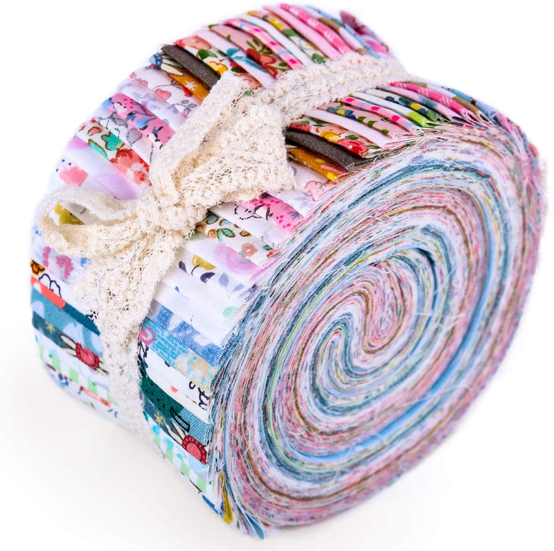 Roll Up Cotton Fabric Quilting Strips, Jelly Roll Fabric, Cotton Craft Fabric Bundle, Patchwork Craft Cotton Quilting Fabric, Cotton Fabric, Quilting Fabric with Different Patterns for Crafts Arts & Entertainment > Hobbies & Creative Arts > Arts & Crafts > Art & Crafting Materials > Textiles > Fabric ZMAAGG 40pcs-2  