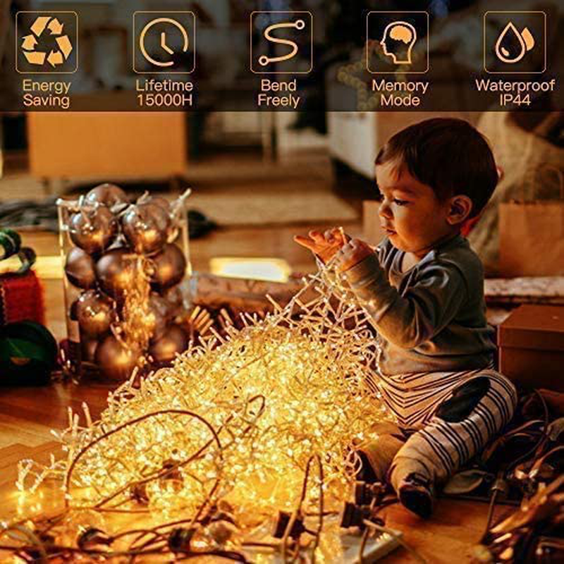 LED Twinkle Christmas Lights, Nikolable 328Ft 500 Leds Christmas Fairy String Lights 8 Modes Christmas Tree Lights for Outdoor Indoor Home Patio Wedding Party Valentines Day Decoration (UL Listed) Home & Garden > Decor > Seasonal & Holiday Decorations Nikolable   