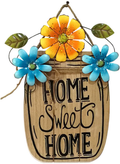 D-Fokes Flower Welcome Sign Decorative Vintage Wooden Wall Hanging Home Garden Decor - Craft Hanging Sign Home Sweet Home Wall Door Ornaments with String Home & Garden > Decor > Artwork > Sculptures & Statues D-Fokes Home Sweet Home  