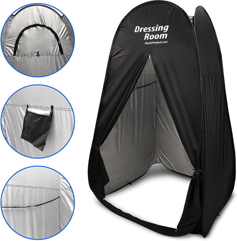 Easygoproducts Portable Changing Dressing Room Pop up Shelter for Outdoors Beach Area Grass Shower Room Equipped with Portable Carrying Case. Great for Clothing Companies, Black Sporting Goods > Outdoor Recreation > Camping & Hiking > Portable Toilets & ShowersSporting Goods > Outdoor Recreation > Camping & Hiking > Portable Toilets & Showers EasyGoProducts   