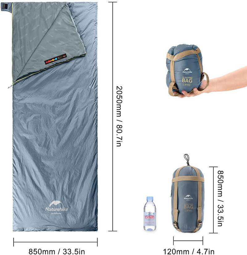 Naturehike Envelope Sleeping Bag – Ultralight Portable, Waterproof, Compact,Comfortable with Compression Sack - 3 Season Sleeping Bags for Traveling, Camping, Hiking, Outdoor Activities Sporting Goods > Outdoor Recreation > Camping & Hiking > Sleeping Bags Naturehike   