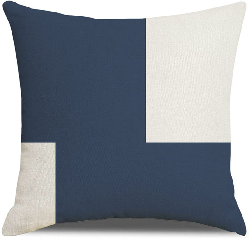 Throw Pillow Covers,Decorative Boho Throw Pillow Covers Printed Geometry Throw Pillow Covers Set of 4 Linen Square Cushion Covers Pillow Case for Room Sofa Bed Home Farmhouse(Navy Blue 18X18 Inch) Home & Garden > Decor > Chair & Sofa Cushions Aomine   