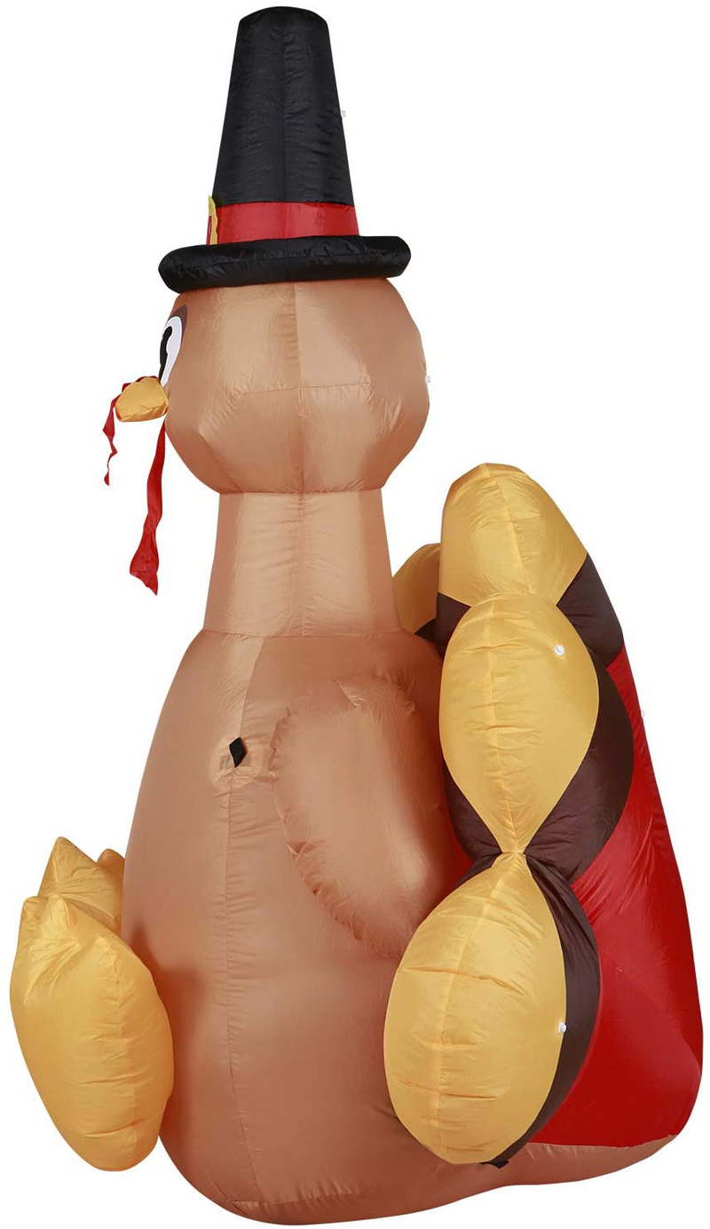 Holidayana 6ft Inflatable Thanksgiving Turkey with Pilgrim Hat Inflatable Yard Decoration with Built-in Bulbs, Tie-Down Points, and Built-in Fan Home & Garden > Decor > Seasonal & Holiday Decorations& Garden > Decor > Seasonal & Holiday Decorations Holidayana   