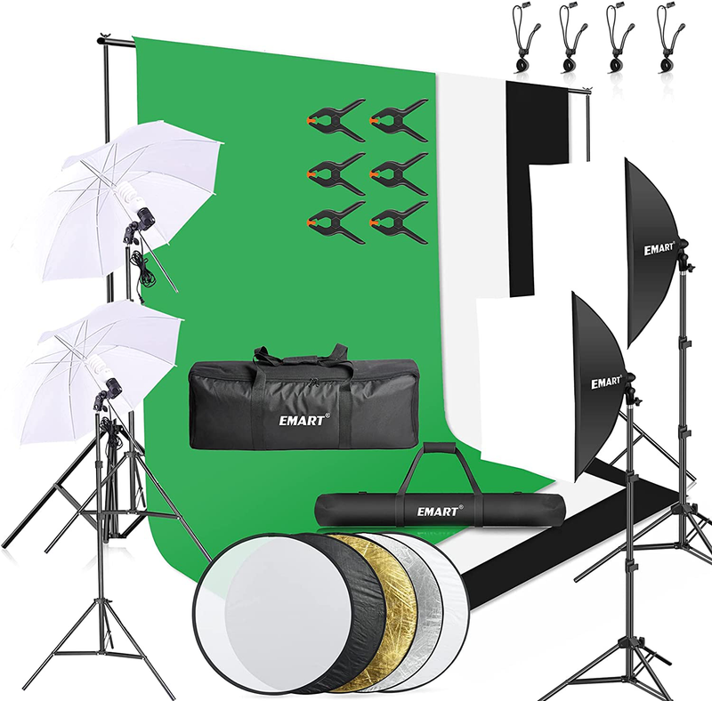 Emart 8.5 x 10 ft Backdrop Support System, Photography Video Studio Lighting Kit Umbrella Softbox Set Continuous Lighting for Photo Studio Product, Portrait and Video Shooting Photography Cameras & Optics > Photography > Lighting & Studio EMART Default Title  