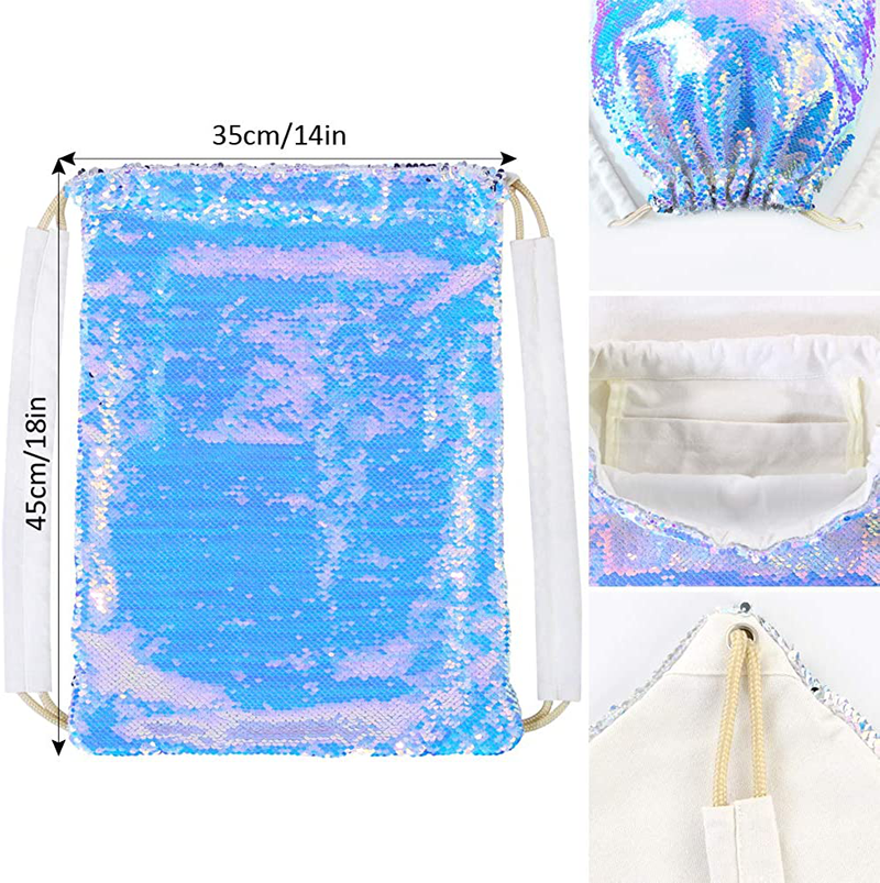 MHJY Mermaid Sequin Bag,Sparkly Sequin Drawstring Backpack Glitter Sports Dance Bag Shiny Travel Backpack Home & Garden > Household Supplies > Storage & Organization MHJY   