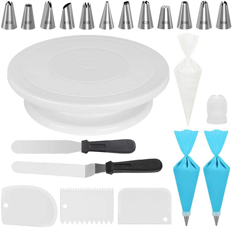 Kootek Cake Decorating Kits Supplies with Cake Turntable, 12 Numbered Cake Decorating Tips, 2 Icing Spatula, 3 Icing Smoother, 2 Silicone Piping Bag, 50 Disposable Pastry Bags and 1 Coupler Home & Garden > Kitchen & Dining > Kitchen Tools & Utensils > Cake Decorating Supplies Kootek Default Title  