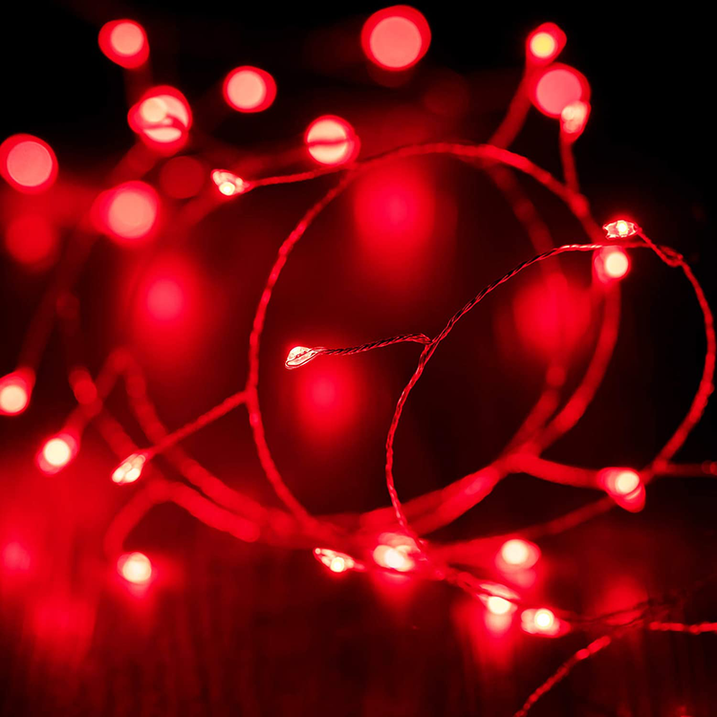 Firecracker Lights, 6.5Ft 40 LED String Lights Battery Operated for Valentine'S Day Wedding Engagement Mother'S Day Indoor Outdoor Bedroom Garden Party Decoration (Red) Home & Garden > Decor > Seasonal & Holiday Decorations Hiboom   