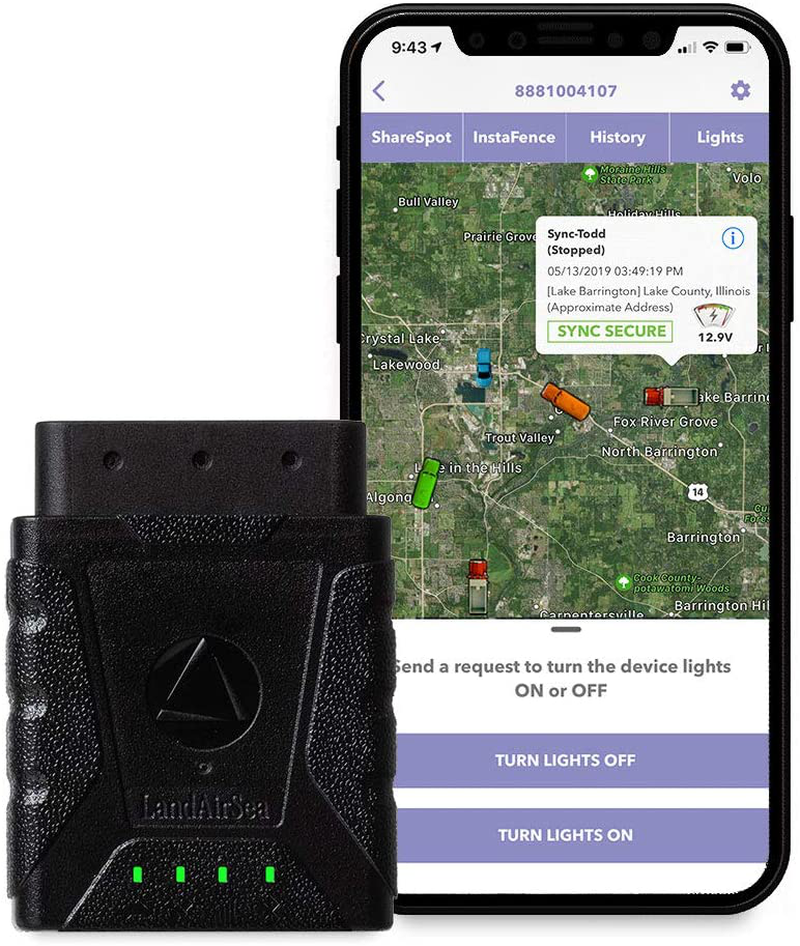 LandAirSea Sync GPS Tracker - USA Manufactured. 4G LTE Real Time Tracking. Fleet Tracker. Subscription is required.
