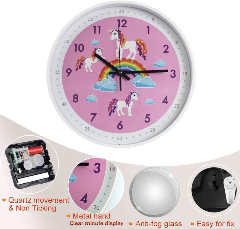 Pink Wall Clock,Silent Non Ticking Children's Décor Quiet Clocks for Kids Room,Office,School,Bedroom,Kitchen,Classroom (12 inch Pink) Home & Garden > Decor > Clocks > Wall Clocks TOHOOYO   