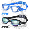 COOLOO Swim Goggles Men, 2 Pack Swimming Goggles for Women Kids Adult Anti-Fog Sporting Goods > Outdoor Recreation > Boating & Water Sports > Swimming > Swim Goggles & Masks COOLOO A.black Yellow & Blue  