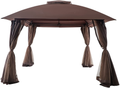 SUNSPEAR 11x13 Gazebo for Patios, Double Vent Outdoor Gazebo Canopy with Removable Privacy Curtain and Net, Patio Gazebo Tent with 140 Square Feet of Shade, Gazebo for Deck, Lawn and Garden (Brown) Home & Garden > Lawn & Garden > Outdoor Living > Outdoor Structures > Canopies & Gazebos SUNSPEAR Brown 11FTx11FT 