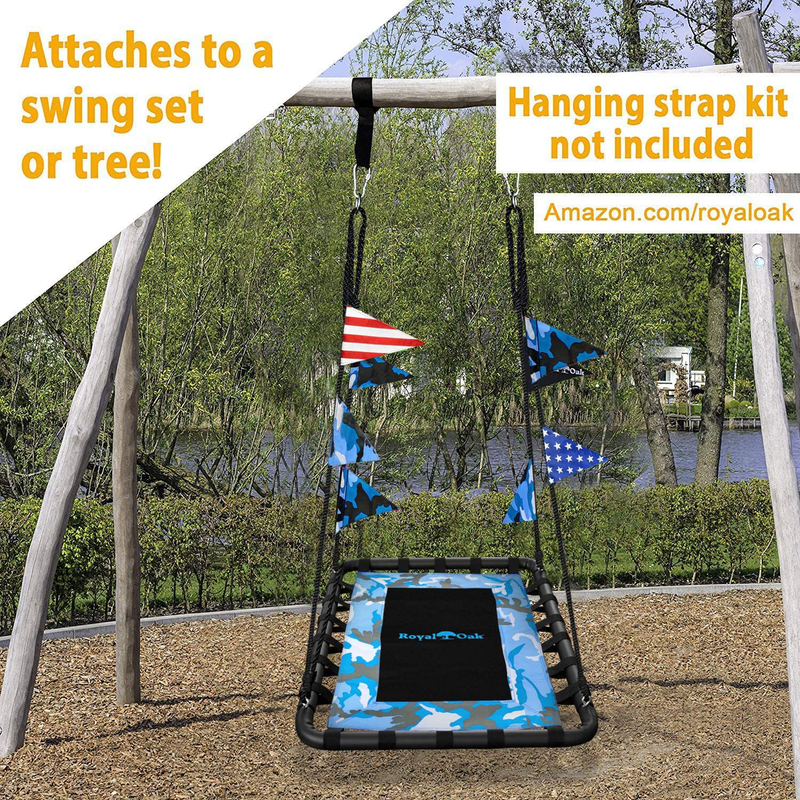 Giant Platform Tree Swing, 700 lb Weight Capacity, Durable Steel Frame, Waterproof, Adjustable Ropes, Flag Set and 2 Carabiners, Non-Stop Fun for Kids! Home & Garden > Lawn & Garden > Outdoor Living > Porch Swings Royal Oak   