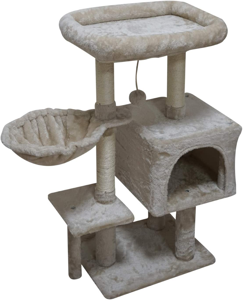 FISH&NAP Cat Tree Cat Tower Cat Condo Sisal Scratching Posts with Jump Platform Cat Furniture Activity Center Play House Grey Animals & Pet Supplies > Pet Supplies > Cat Supplies > Cat Beds FISH&NAP Beige  