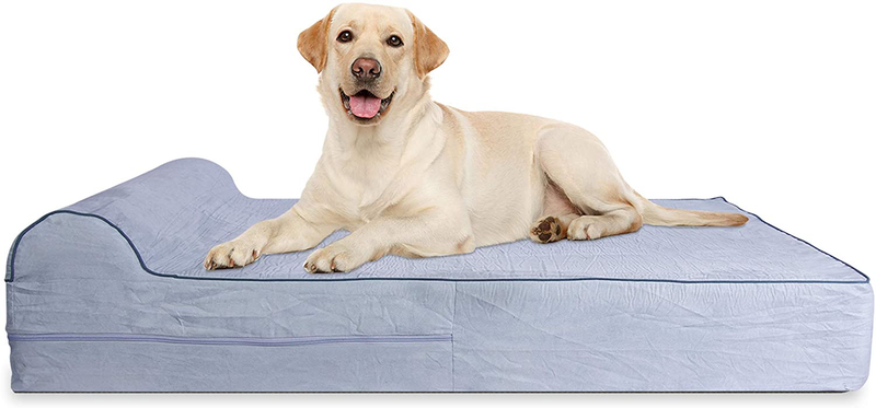 Jumbo XL Orthopedic 7-Inch Thick High Grade Memory Foam Dog Bed with Pillow and Easy to Wash Removable Cover with Anti-Slip Bottom - Free Waterproof Liner Included Animals & Pet Supplies > Pet Supplies > Dog Supplies > Dog Beds KOPEKS Grey XL 