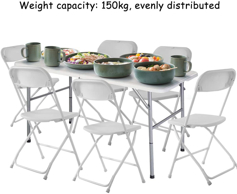 Reuniong Folding Table, 4-Foot Blow-Molding Folding Table for Furniture, Indoor Outdoor Utility Portable Picnic Party Dining Camp Table, Portable Plastic HDPE Folding Table, off White Sporting Goods > Outdoor Recreation > Camping & Hiking > Camp Furniture ReunionG   