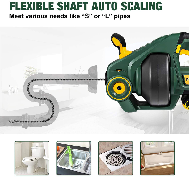 Drain Auger, Automatic Plumbing Snake, 25Ft(7.6m), 20-Volt MAX Li-Ion, Perfect Cordless Drain Clog Remover, Power Tool for 3/4" to 3" Pipes, Replaceable Flexible Shaft - MTW700B