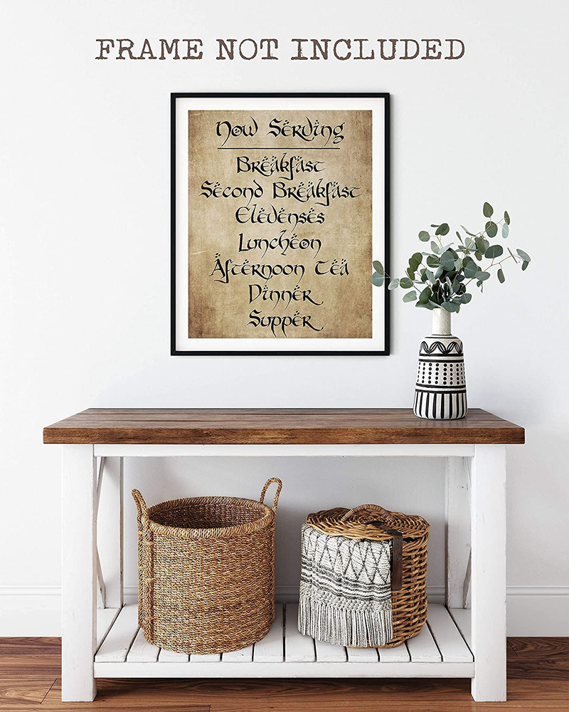 Daily Meals Menu Wall Print - Fan Inspired Home Wall Decor - Second Breakfast Kitchen Sign - Perfect Gift for LOTR Fans - 11x14 - Unframed Home & Garden > Decor > Seasonal & Holiday Decorations L&B Creations   