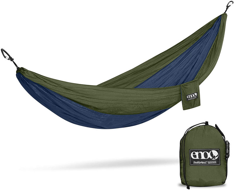 ENO, Eagles Nest Outfitters DoubleNest Lightweight Camping Hammock, 1 to 2 Person, Seafoam/Grey Home & Garden > Lawn & Garden > Outdoor Living > Hammocks ENO Navy/Olive Standard Packaging 