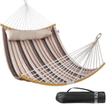 Large 2 Person 11FT Double Hammock Quilted Fabric Swing with Foldable Curved Bamboo Bar & Detachable Pillow & Carrying Bag - 75" x 55" Heavy Duty 450lbs Capacity for Indoor and Outdoor - Havana Brown Home & Garden > Lawn & Garden > Outdoor Living > Hammocks Bathonly Cb-pearl White  