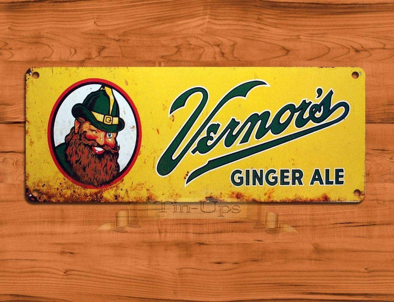 MNUP Vernor's Ginger Ale Soda Advertisement Wall Decor Vintage Unique Home Wall Decor Tin Sign 6"x 12" Home & Garden > Decor > Artwork > Sculptures & Statues MNUP Default Title  