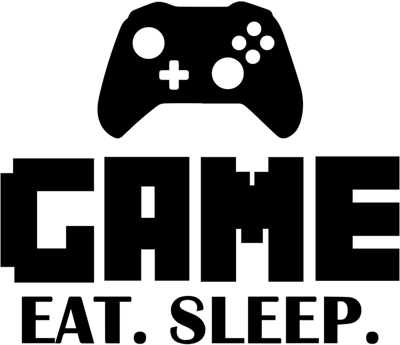 Eat Sleep Game Wall Decal, Video Gamer Boy Wall Sticker, Vinyl Game Décor Wall Stickers Art Design Stickers Wall for Home Playroom Bedroom Game Boys Room (Black, 27.5''L x 14''H) Arts & Entertainment > Hobbies & Creative Arts > Arts & Crafts > Art & Crafting Materials > Embellishments & Trims > Decorative Stickers hatisan 24" L x 22" H  
