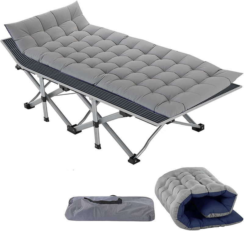 Slsy Folding Camping Cot, Folding Cot Camping Cot for Adults Portable Folding Outdoor Cot with Carry Bags for Outdoor Travel Camp Beach Vacation Sporting Goods > Outdoor Recreation > Camping & Hiking > Camp Furniture Slsy Pastel Gray W/ Pad 75" x 28" 