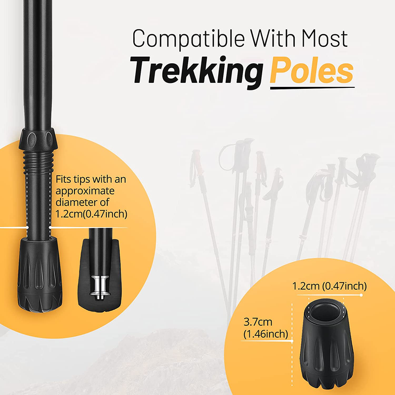 Kiaitre Rubber Tips for Trekking Poles – 4 Piece Pack Hiking Poles Accessories, Replacement Pole Tips Fits Most Standard Trekking Poles, Pole Tip Protectors for Adds Grip Shock Absorbing Sporting Goods > Outdoor Recreation > Camping & Hiking > Hiking Poles Kiaitre   