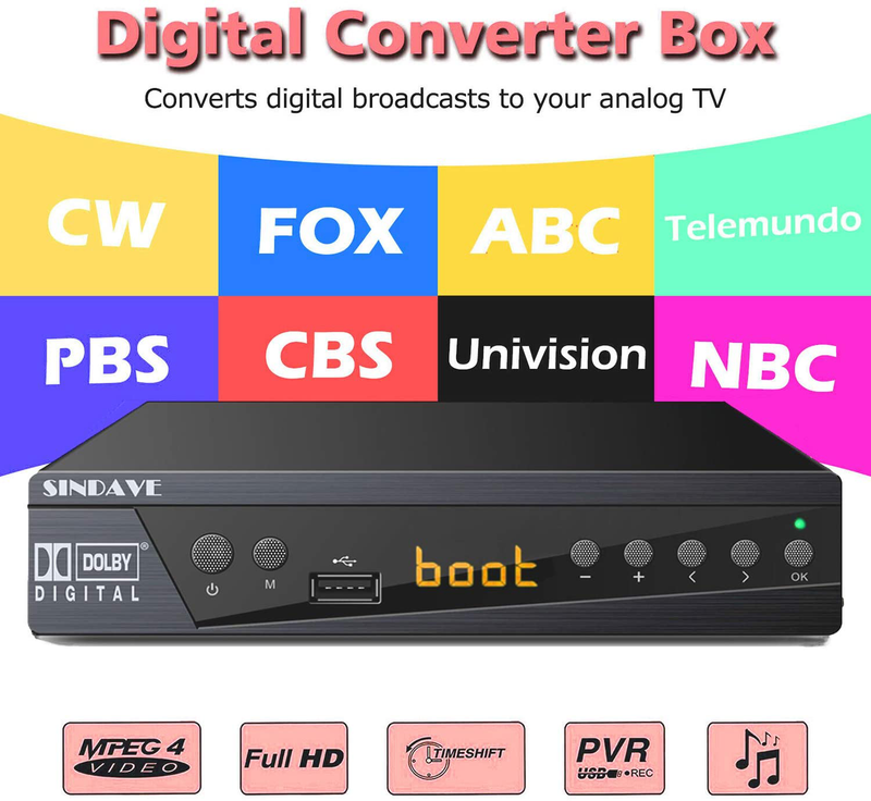 Digital Converter Box, Sindave HDTV Tunner Digital Converter for Analog TV, HD 1080P TV with Recorder, ATSC HDTV Digital Converter with Tuner, Pause Live (ATSC Tuner) Electronics > Audio > Audio Components > Audio & Video Receivers SINDAVE   
