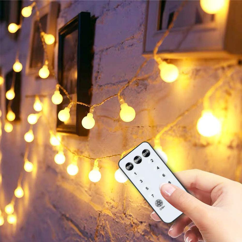 Globe String Lights 49ft 100 Led with Remote Timer,Indoor String Lights for Bedroom Wall Patio Party Home Wedding, Extendable Outdoor Garden Yard Decorative. Home & Garden > Lighting > Light Ropes & Strings Y YUEGANG 49ft Globe String Lights  