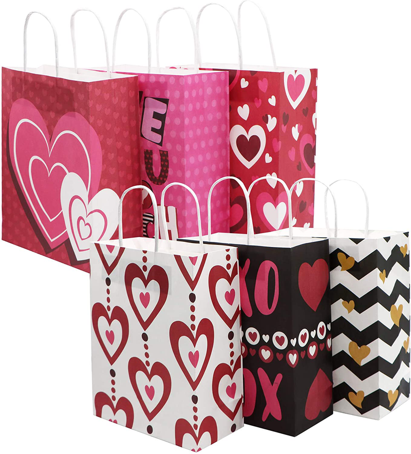 JOYIN 24 Pcs Valentine'S Day Paper Gift Bags with Handle, Paper Wrapping Kraft Bags for Funny Gift Giving Novelty Gift Exchange Gift Wrapping Valentines Day Party Favors Home & Garden > Decor > Seasonal & Holiday Decorations JOYIN   