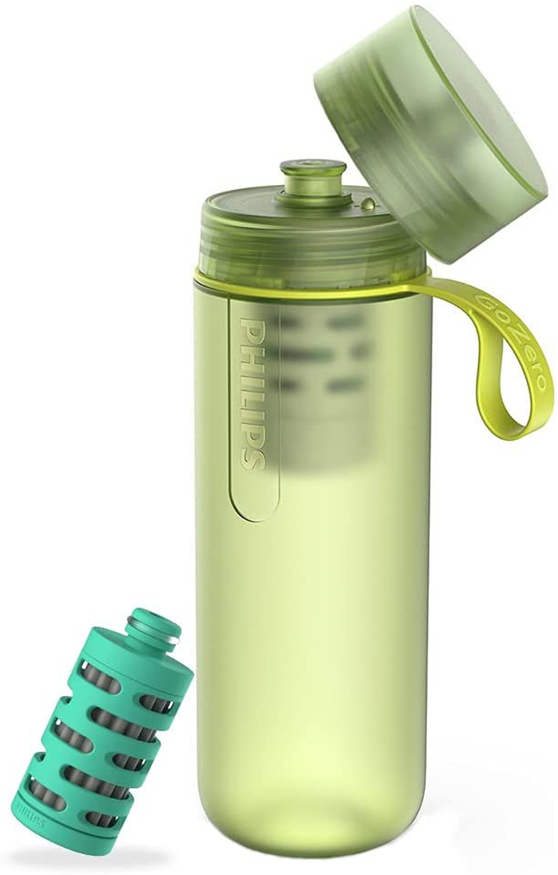 Philips Water GoZero Active Water Bottle with Filter 20 oz Sport Squeeze Water Bottle, BPA-Free Lightweight, Running Hiking Camping Football filtering Tap / River/ Lake Water Blue (AWP2723BLO/37) Sporting Goods > Outdoor Recreation > Winter Sports & Activities PHILIPS Green Adventure Filter 20oz